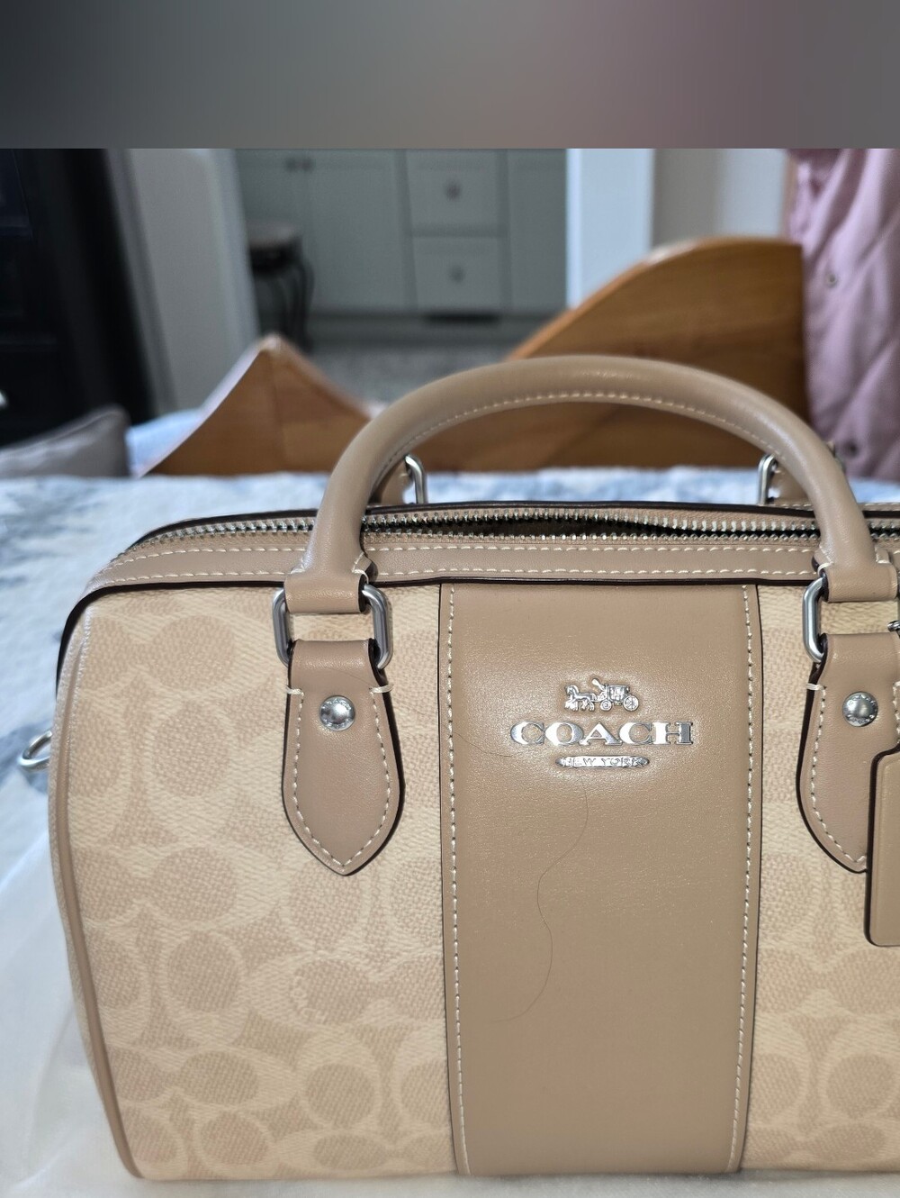 Coach Rowan Satchel Model CW376 Sand/Taupe Zip Top. NWT. - Picture 13 of 13
